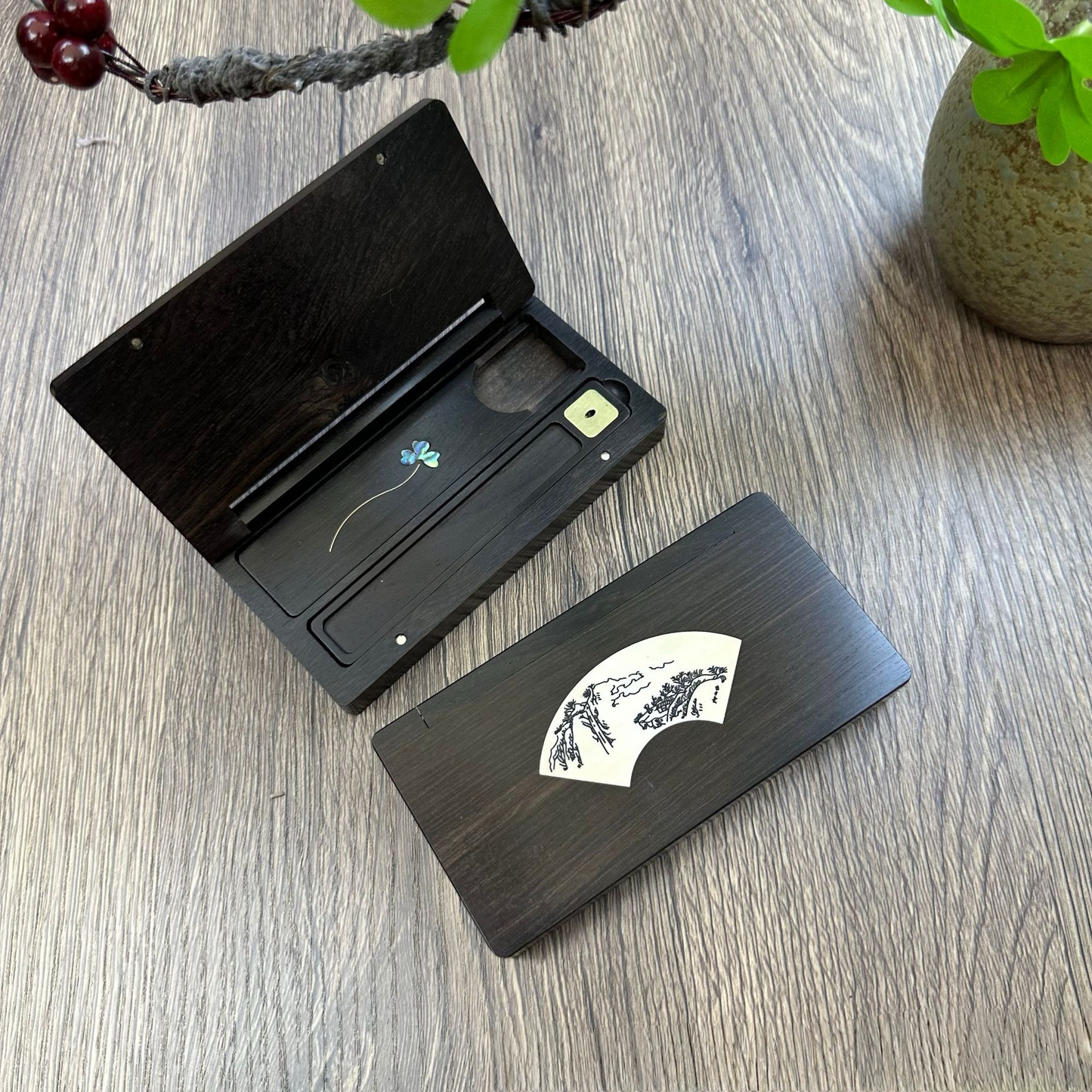 Handcrafted Ebony Incense Box – Luxury Gift Set, Travel & Home Aromatherapy