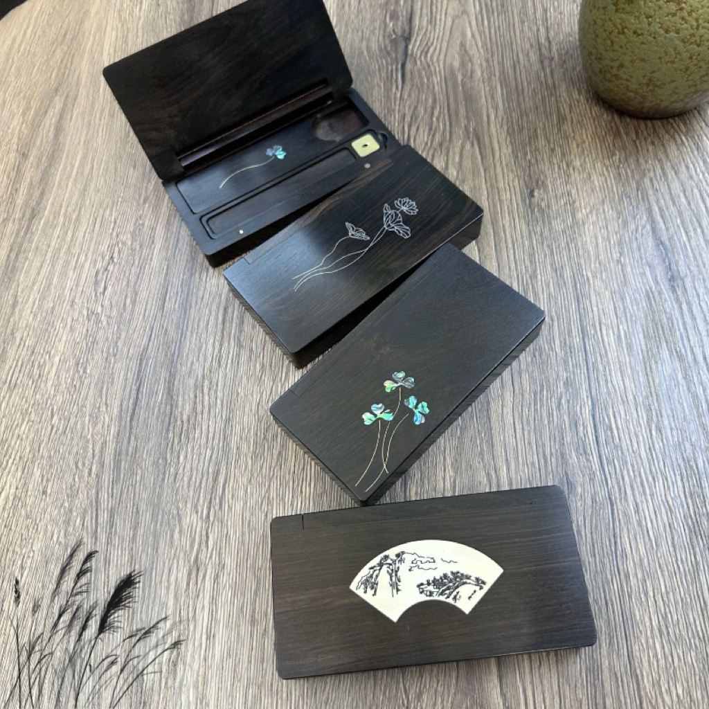 Handcrafted Ebony Incense Box – Luxury Gift Set, Travel & Home Aromatherapy