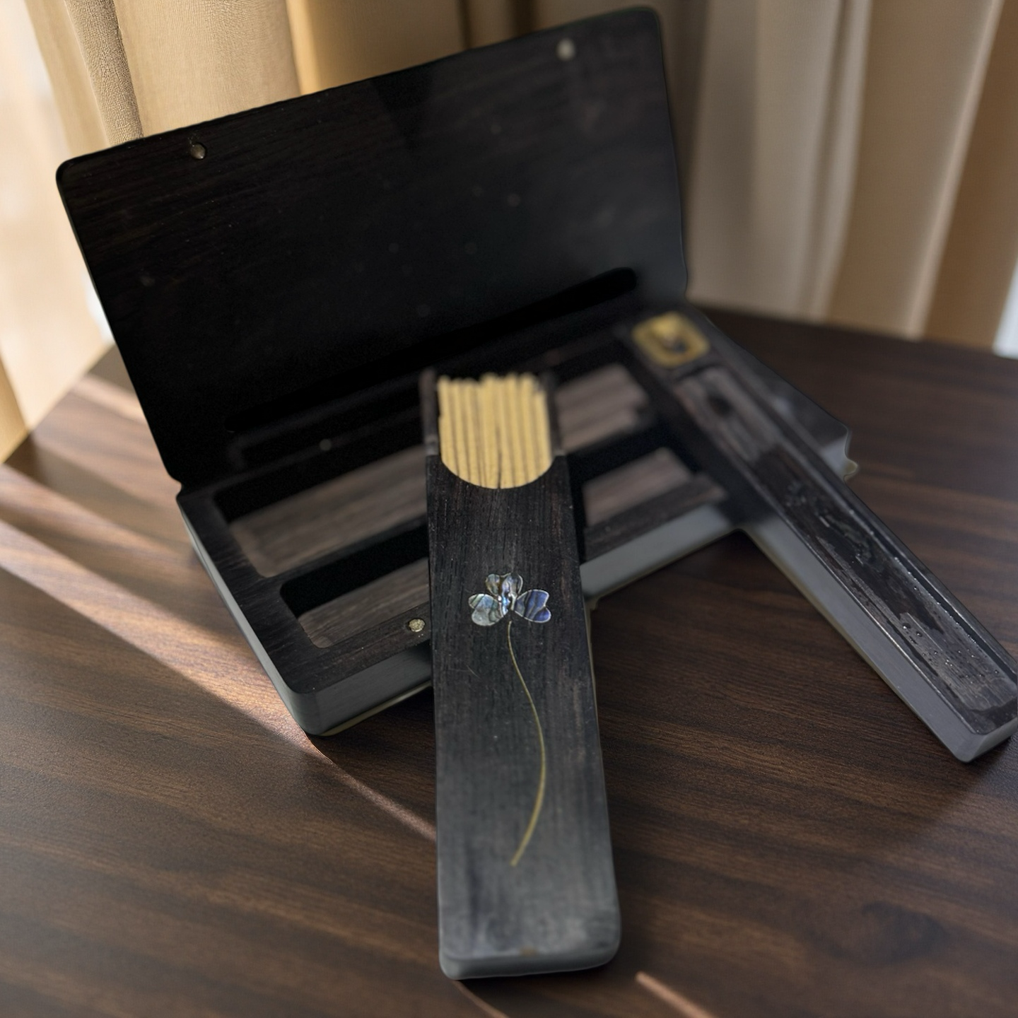 Handcrafted Ebony Incense Box – Luxury Gift Set, Travel & Home Aromatherapy