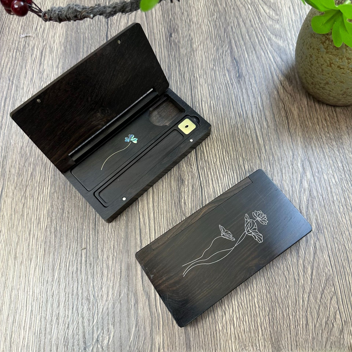 Handcrafted Ebony Incense Box – Luxury Gift Set, Travel & Home Aromatherapy