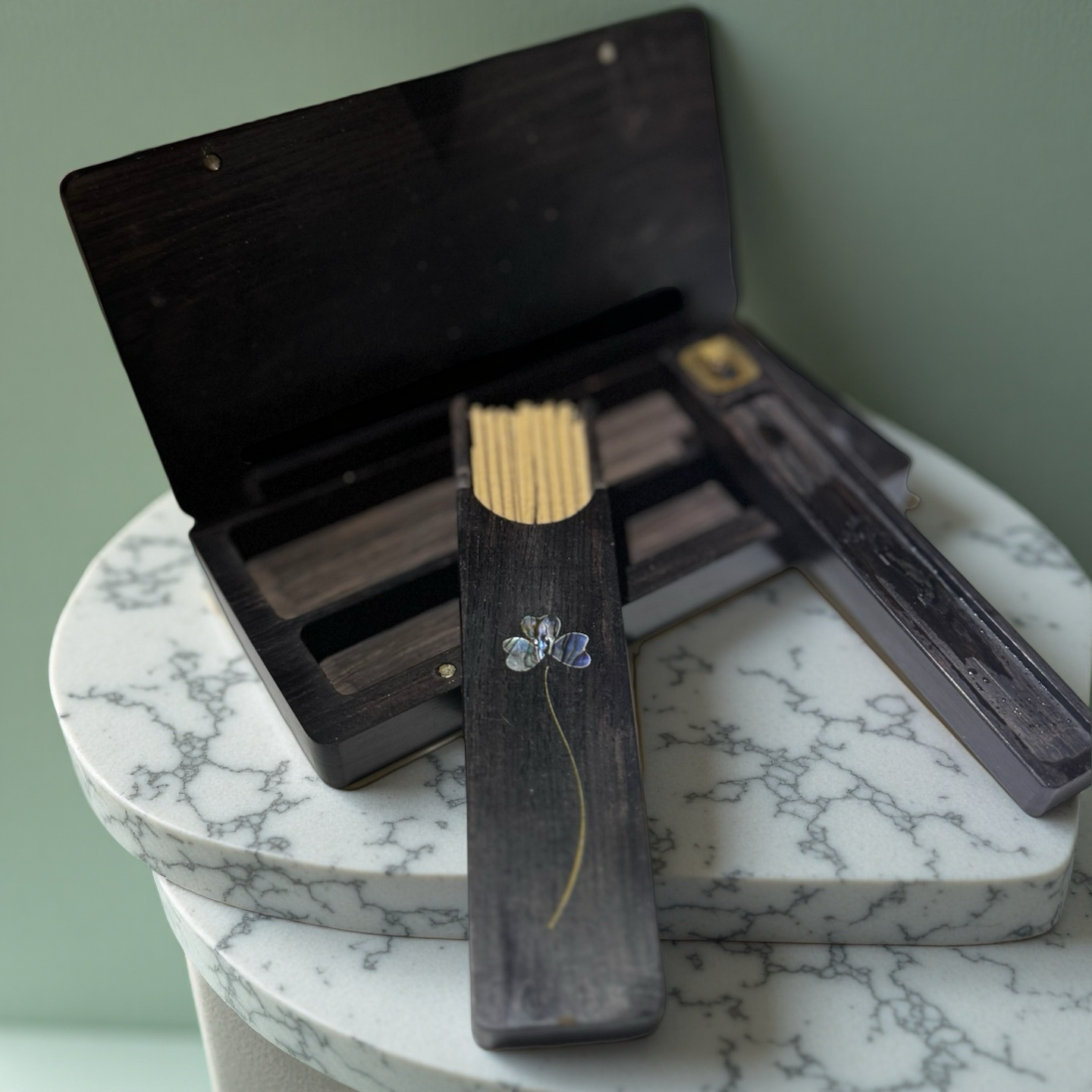Handcrafted Ebony Incense Box – Luxury Gift Set, Travel & Home Aromatherapy