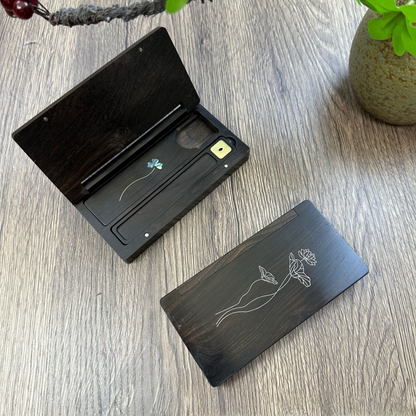 Handcrafted Ebony Incense Box – Luxury Gift Set, Travel & Home Aromatherapy