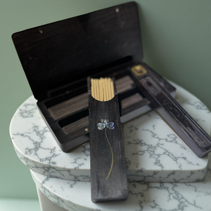 Handcrafted Ebony Incense Box – Luxury Gift Set, Travel & Home Aromatherapy